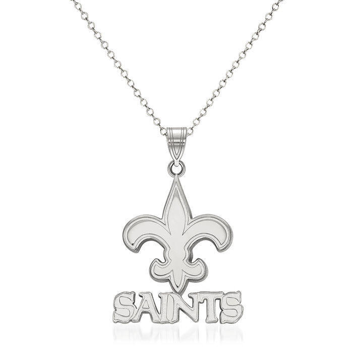 Sterling Silver NFL New Orleans Saints Pendant Necklace. 18&quot;