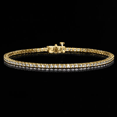 1.00 ct. t.w. Lab-Grown Diamond Tennis Bracelet in 18kt Gold Over Sterling