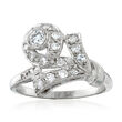 C. 1950 Vintage .70 ct. t.w. Diamond Cocktail Ring in 14kt White Gold