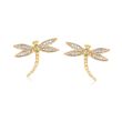 .10 ct. t.w. Diamond Dragonfly Earrings with Peridot Accents in 18kt Gold Over Sterling