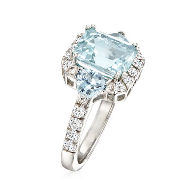3.10 ct. t.w. Aquamarine and .49 ct. t.w. Diamond Ring in 14kt White Gold