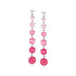 4.50 ct. t.w. Simulated Pink Sapphire and .20 ct. t.w. CZ Drop Earrings in Sterling Silver