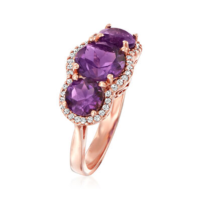 3.80 ct. t.w. Amethyst Ring with .23 ct. t.w. Diamonds in 14kt Rose Gold