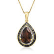 4.00 Carat Smoky Quartz Pendant Necklace with .20 ct. t.w. Black and White Diamonds in 18kt Gold Over Sterling