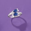 1.20 ct. t.w. Sapphire and .55 ct. t.w. Diamond Bypass Ring in 14kt White Gold