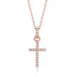 Swarovski Crystal &quot;Mini Cross&quot; Pave Crystal Pendant Necklace in Rose Gold Plate