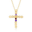 Personalized Cross Pendant Necklace in 14kt Gold - 3 to 7 Birthstones