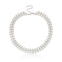 Cultured Pearl Collar Necklace in Sterling Silver #814628