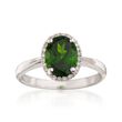 1.90 Carat Chrome Diopside Ring with Diamonds in 14kt White Gold