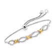 .10 ct. t.w. Diamond Bolo Bracelet in Sterling Silver and 18kt Gold Over Sterling