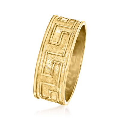 Italian 18kt Gold Over Sterling Greek Key Ring