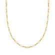 Italian 18kt Yellow Gold Paper Clip Link Necklace 