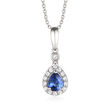 Le Vian .30 Carat Blueberry Sapphire Pendant Necklace with .11 ct. t.w. Vanilla Diamonds in 14kt Vanilla Gold