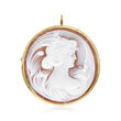 C. 1960 Vintage Pink Shell Cameo Pin/Pendant in 14kt Yellow Gold