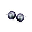 7-7.5mm Black Cultured Pearl Jewelry Set: Necklace, Bracelet and Stud Earrings with Sterling Silver