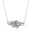 3.5-4mm Cultured Button Pearl Flower Bouquet Necklace in Sterling Silver