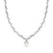 C. 1980 Vintage 8.5mm Cultured Pearl and 1.55 ct. t.w. Diamond Necklace in 18kt White Gold