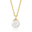 5-5.5mm Cultured Pearl Pendant Necklace in 14kt Yellow Gold