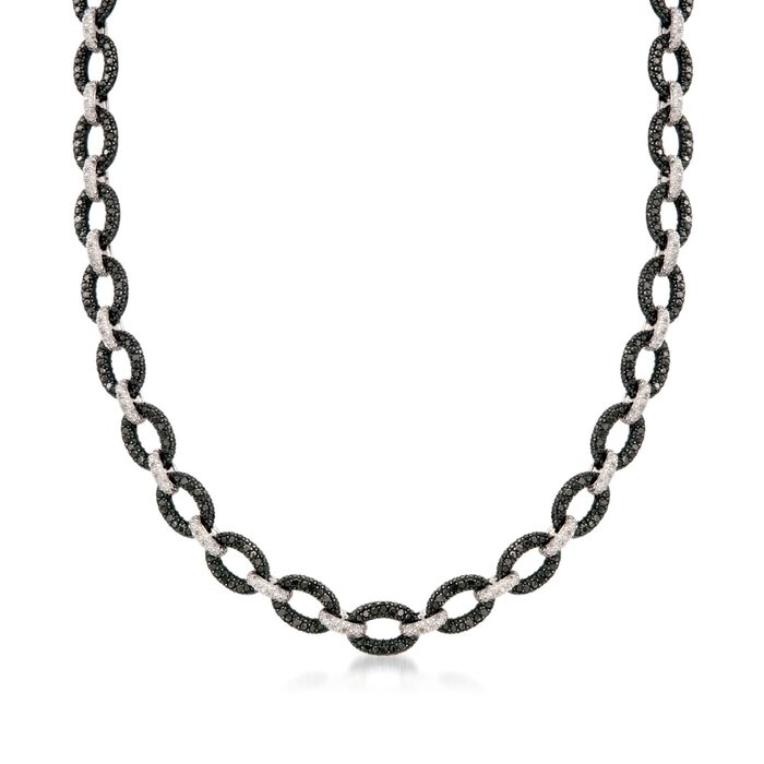 2.68 ct. t.w. Black and White Diamond Link Necklace in Sterling Silver