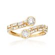 .75 ct. t.w. Baguette and Round Diamond Bypass Ring in 14kt Yellow Gold