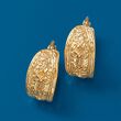 14kt Yellow Gold Textured Cross Hoop Earrings