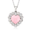 Pink Opal and 1.70 ct. t.w. White Topaz Heart Pendant Necklace in Sterling Silver