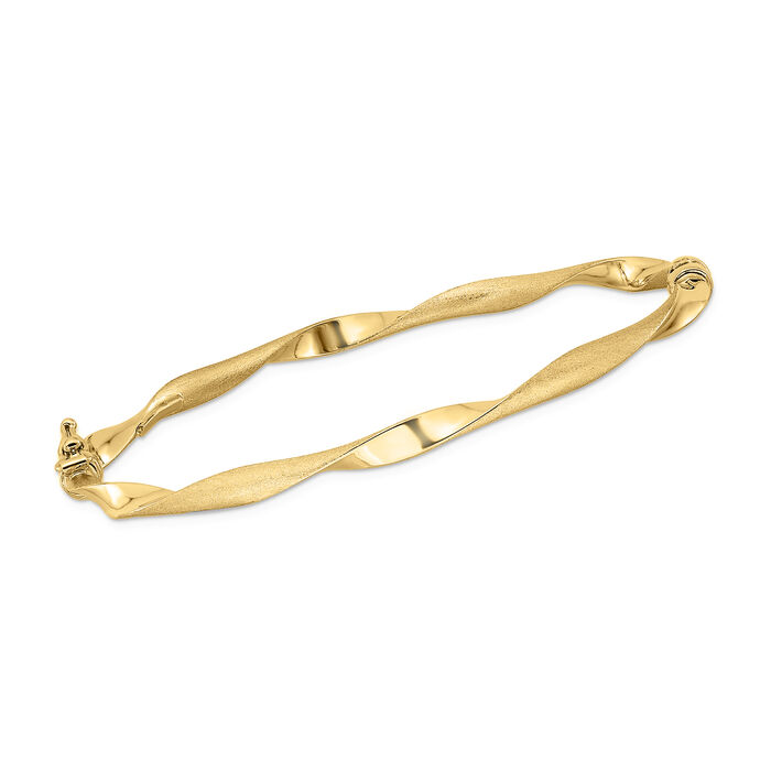 Italian 14kt Yellow Gold Brushed and Polished Twisted Bangle Bracelet