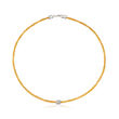 ALOR Yellow &quot;Classique&quot; .14 ct. t.w. Diamond Stainless Steel Cable Necklace with 18kt White Gold