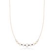 5-9.5mm Cultured Pearl and .63 ct. t.w. Black Diamond Necklace in 14kt Yellow Gold