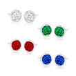 1.60 ct. t.w. CZ and 4.80 ct. t.w. Simulated Multi-Gemstone Jewelry Set: Four Pairs of Stud Earrings in Sterling Silver
