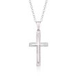 Child's Sterling Silver Textured and Polished Cross Pendant Necklace