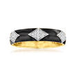 .14 ct. t.w. Diamond and Black Enamel Ring in 18kt Gold Over Sterling