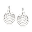Italian Sterling Silver Textured and Polished Multi-Circle Drop Earrings
