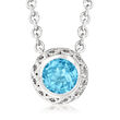 Andrea Candela &quot;Rioja&quot; 2.30 Carat Round Swiss Blue Topaz Necklace in Sterling Silver