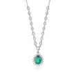 .70 Carat Emerald and .45 ct. t.w. Diamond Drop Necklace in 14kt White Gold