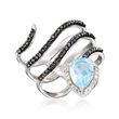 1.10 Carat Blue Topaz and .41 ct. t.w. Multi-Stone Spiral Ring in Sterling Silver