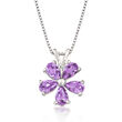 1.00 ct. t.w. Amethyst Flower Pendant Necklace in Sterling Silver