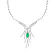 C. 1990 Vintage 1.75 Carat Emerald and 3.00 ct. t.w. Diamond Necklace in 18kt White Gold