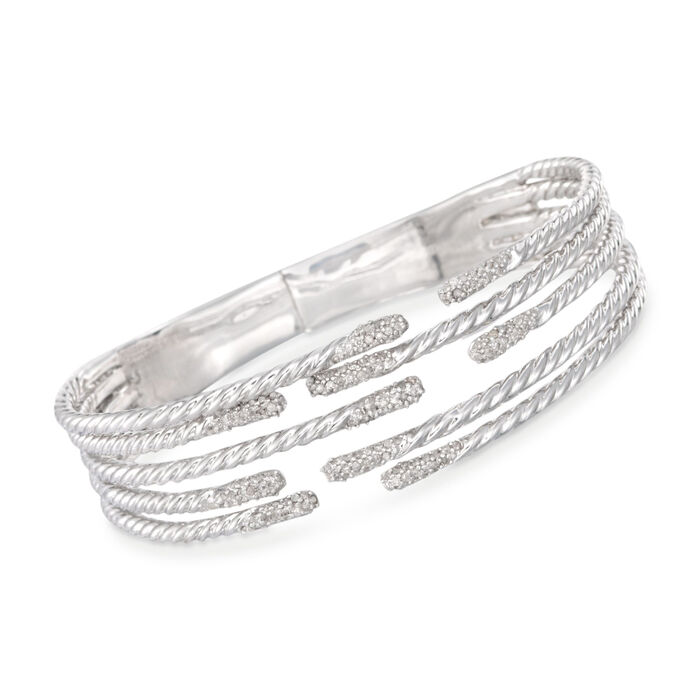 1.00 ct. t.w. Diamond Five-Row Bangle Bracelet in Sterling Silver