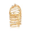 Italian .43 ct. t.w. Bezel-Set CZ Coil Ring in 18kt Gold Over Sterling