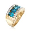 3.90 ct. t.w. Blue Zircon and .24 ct. t.w. Diamond Ring in 14kt Yellow Gold