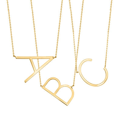 Personalized Gifts. Image featuring 14kt Yellow Gold Sideways Single Initial Necklace 934303
