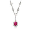 1.00 Carat Ruby and .70 ct. t.w. Diamond Y-Necklace in 14kt White Gold
