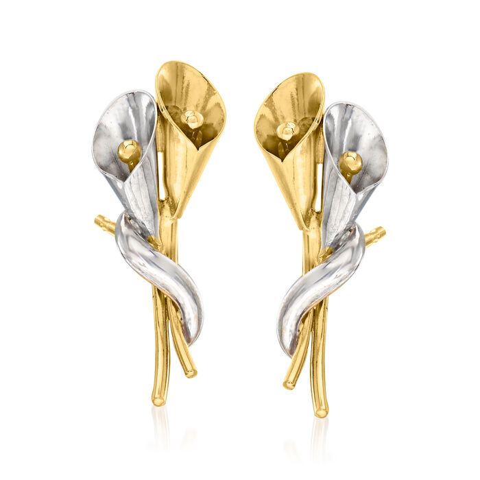 14kt Two-Tone Gold Calla Lily Earrings