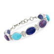 Purple and Blue Turquoise and Lapis Bracelet in Sterling Silver