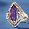 4.75 Carat Amethyst and .94 ct. t.w. White Topaz Ring in 18kt Gold Over Sterling