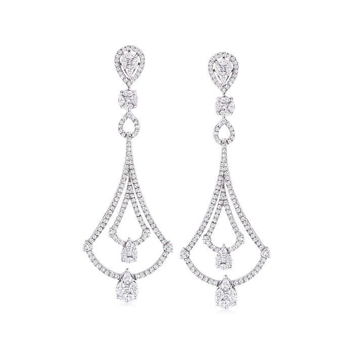 3.40 ct. t.w. Diamond Fan-Style Drop Earrings in 18kt White Gold