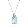 6.97 Carat Aquamarine Pendant Necklace with Diamond Accents in 14kt White Gold