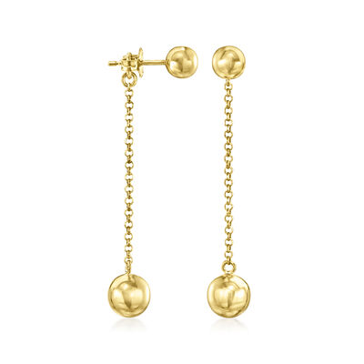 Italian 18kt Gold Over Sterling Ball Chain Drop Earrings