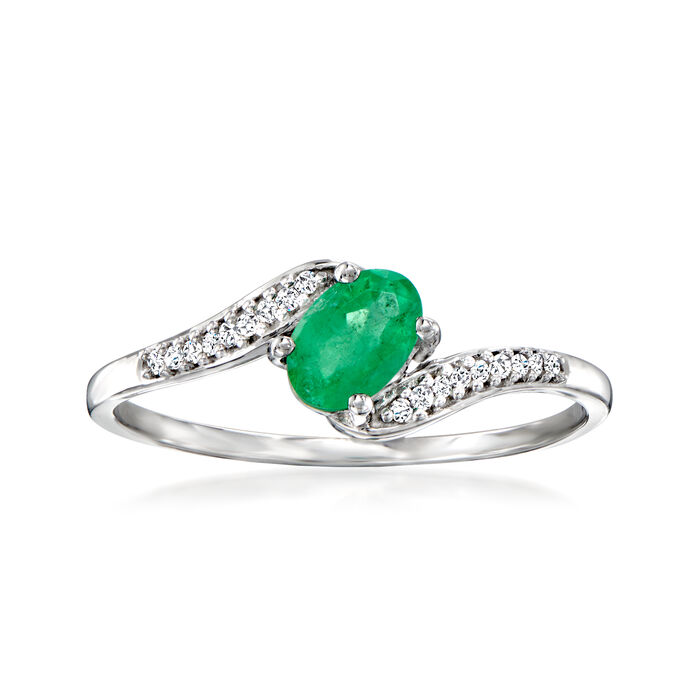 .40 Carat Emerald Ring with Diamond Accents in 14kt White Gold